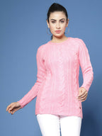Women Pink Acrylic Self Design Winter Dress - Wool Trees | Grocsy