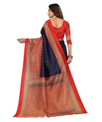 Vamika Navy Blue Printed Art Silk Saree | Grocsy