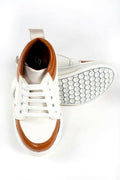 Tiny Bugs For Boys & Girls Mid Top Sneakers - White & Tan | Grocsy