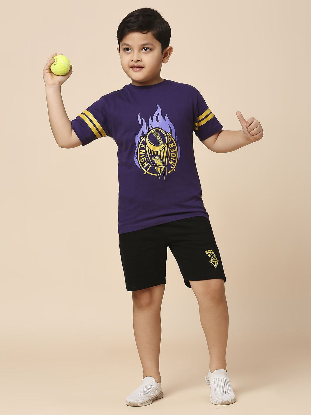 Fancode Kids Kolkata Knight Riders Graphic Printed Round Neck Cotton IPL T-Shirts | Grocsy