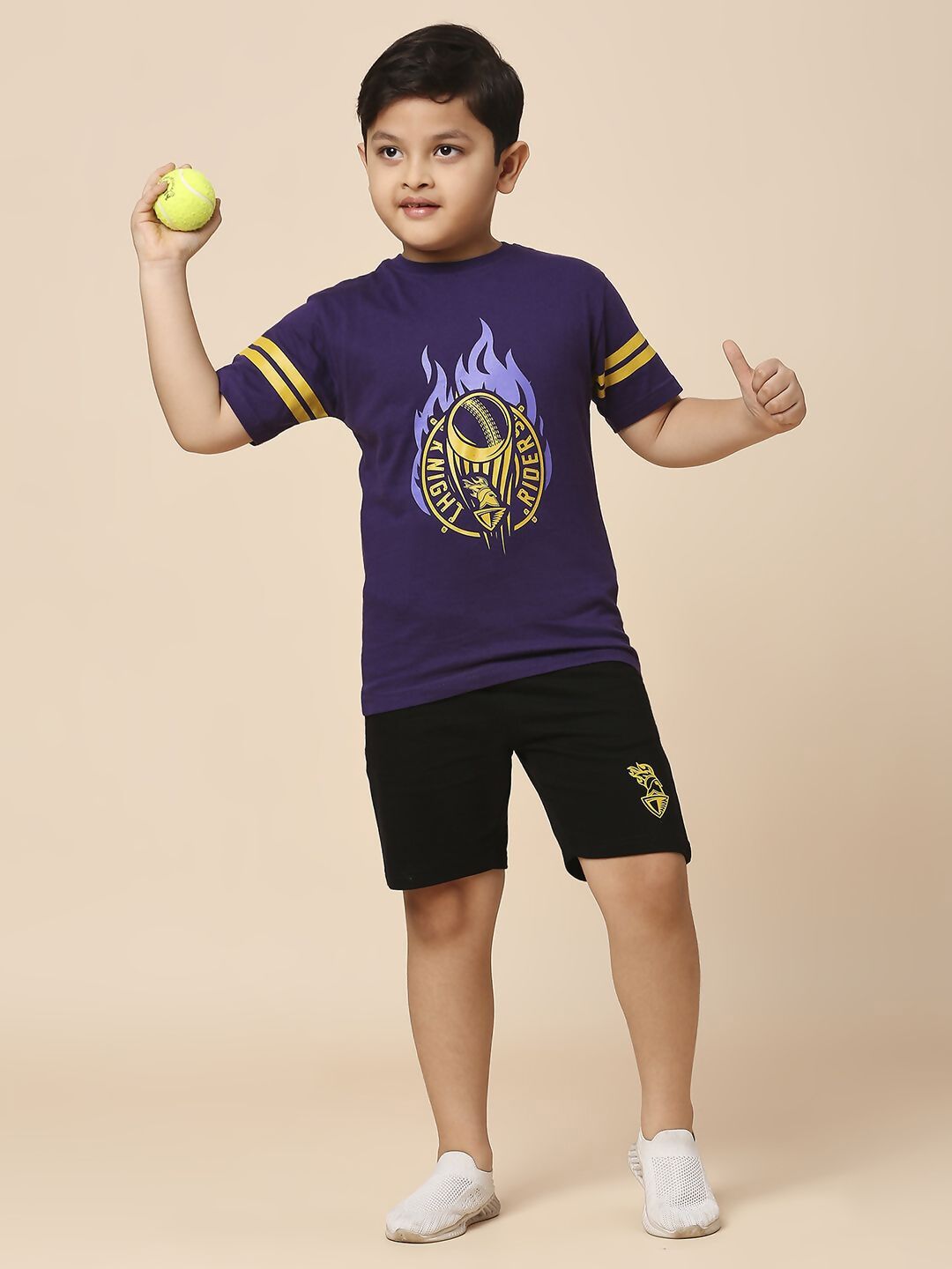 Fancode Kids Kolkata Knight Riders Graphic Printed Round Neck Cotton IPL T-Shirts | Grocsy