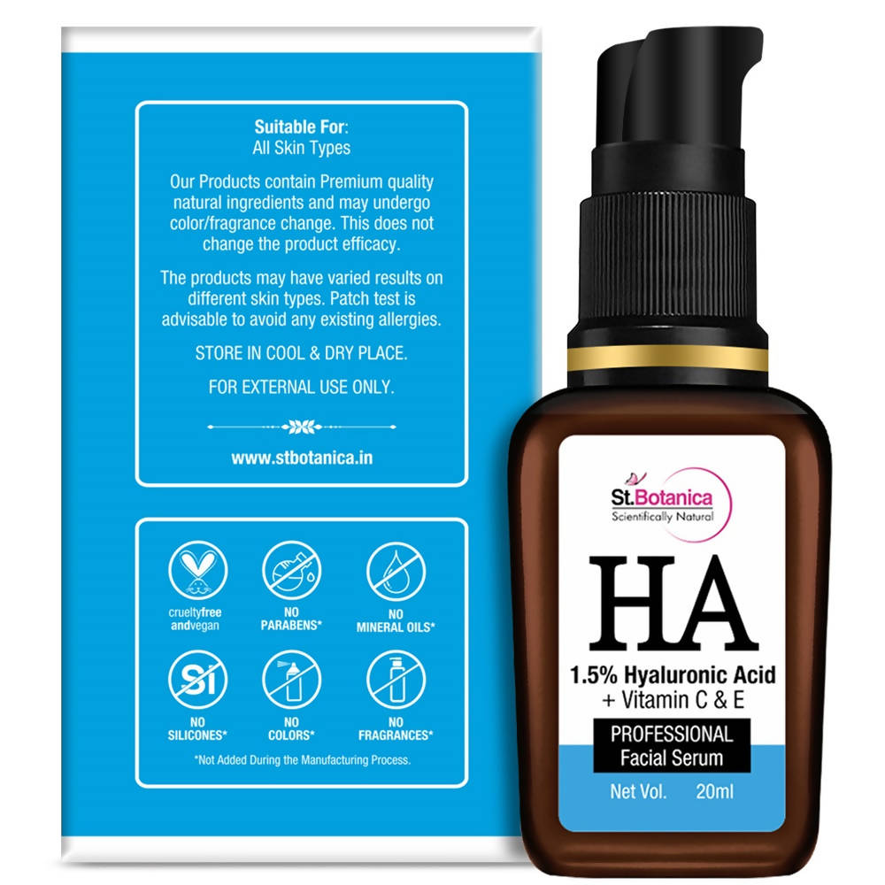 St.Botanica Hyaluronic Acid 1.5% + Vitamin C & E Professional Facial Serum | Grocsy