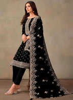 Vegaa Fashion Black Organza Embroidery Work Designer Salwar Suit | Grocsy