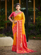 Shree Shyam Fashion Yellow Soft Silk Saree | Grocsy