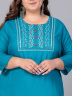 Sztori Women Printed Flared Sleeves Thread Work Kurta | Grocsy