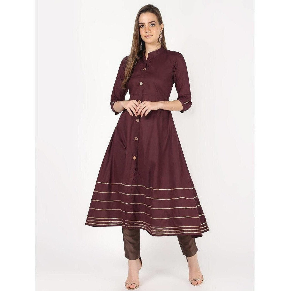 Cheera A-Line Front Buttaning With Gotta Work Kurti | Grocsy