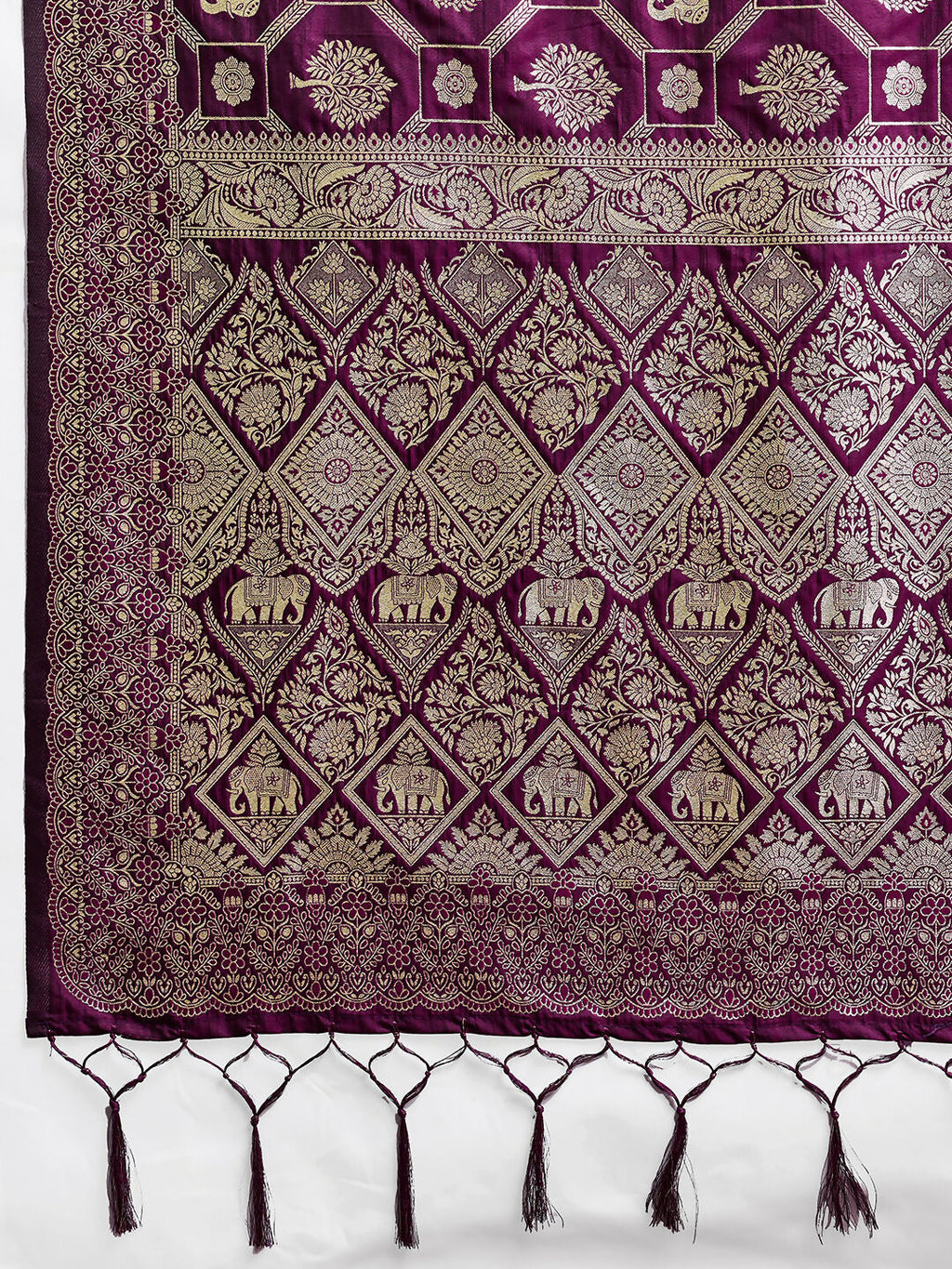 Shree Shyam Fashion Wine Silk Blend Saree | Grocsy