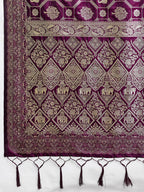 Shree Shyam Fashion Wine Silk Blend Saree | Grocsy