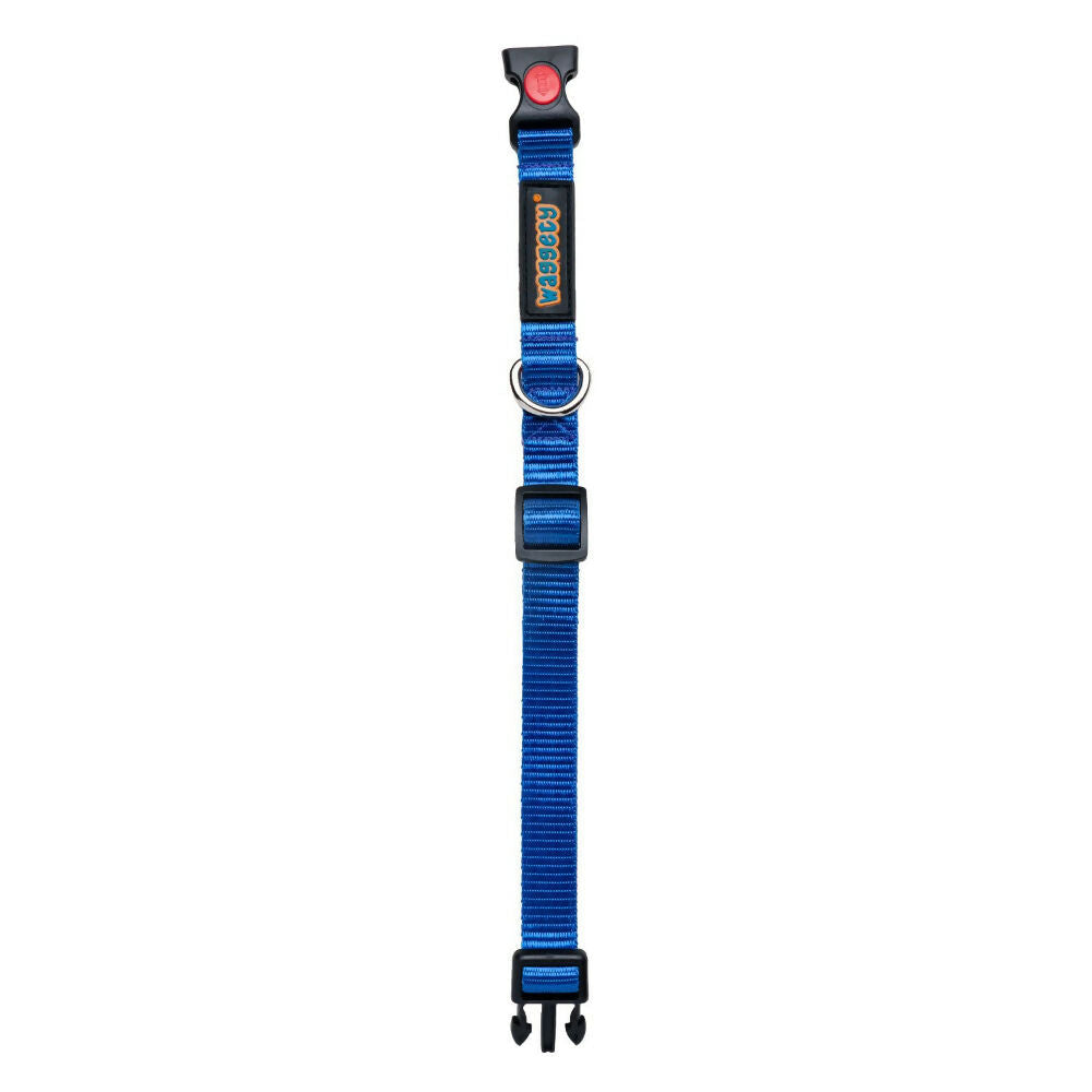 Waggety Padded Dog Collar - Adjustable, Comfortable Fit, Durable Polyester - Blue | Grocsy
