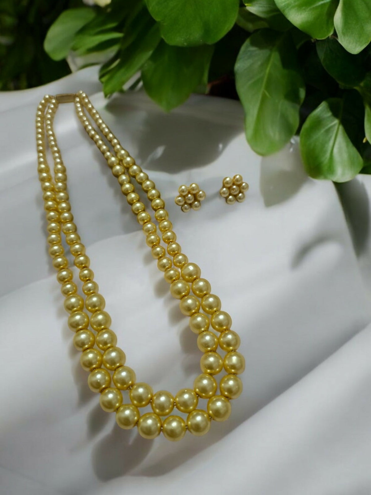 Inhanns Everyday Workwear Pearl Set (Double Layered Pearls) - Yellow | Grocsy