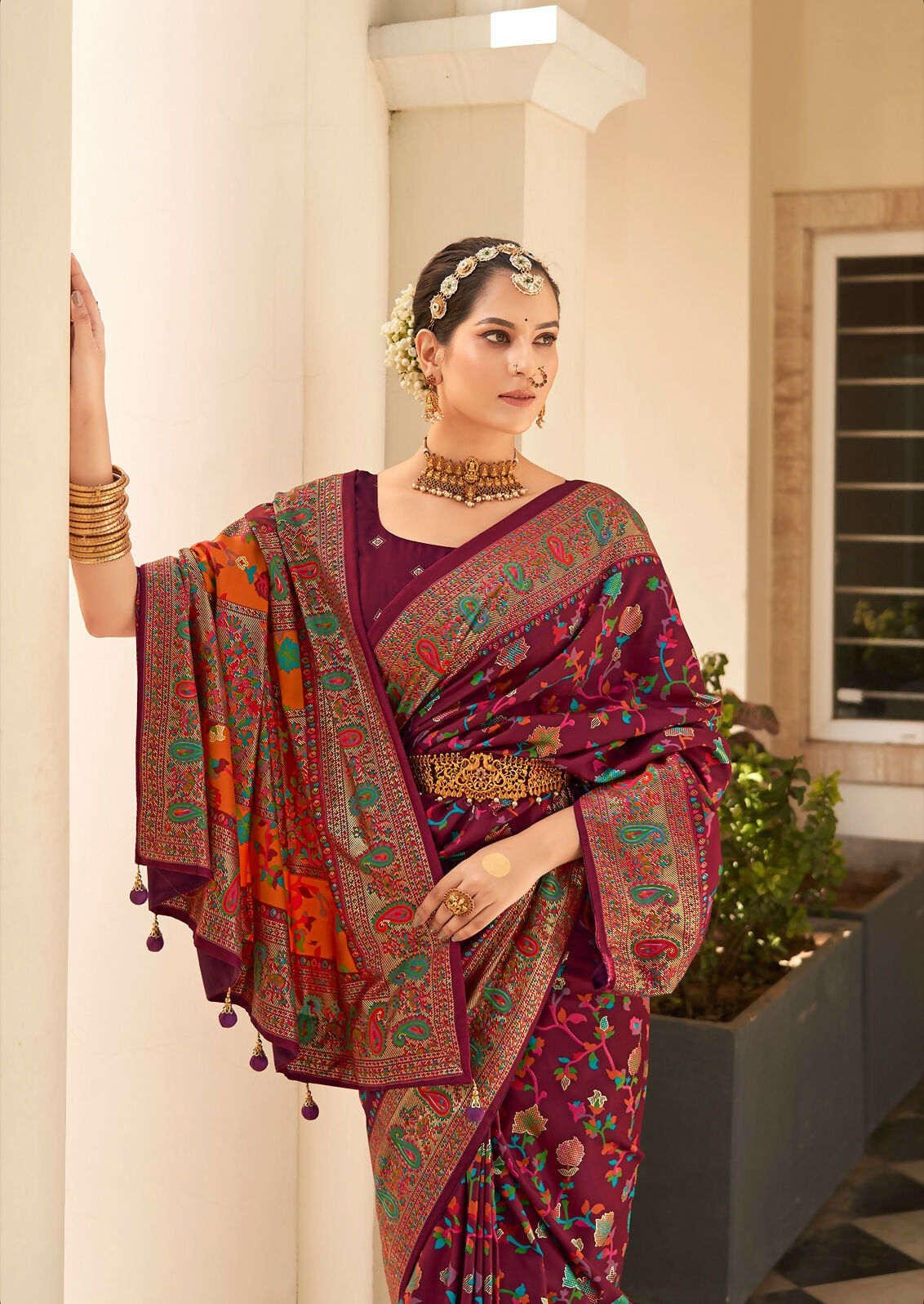 Joban Fashion Faux Chiffon Light Weight SareeMaroon Colored With Zari Border Saree | Grocsy