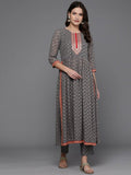 Ahalyaa Women Ethnic Motifs Printed Pleated Sequinned Kurta with Trousers - Grey Color | Grocsy