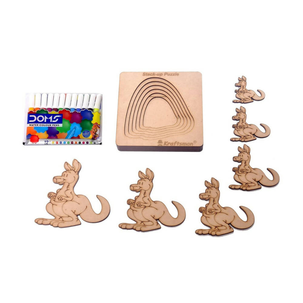 Kraftsman Stack up Puzzles/ Layered Puzzle Kangaroo Shape for Kids | Color Kit Included | 6 Pieces Puzzle | Grocsy