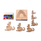 Kraftsman Stack up Puzzles/ Layered Puzzle Kangaroo Shape for Kids | Color Kit Included | 6 Pieces Puzzle | Grocsy