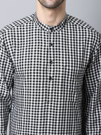 Even Apparels Multi Pure Cotton Men's Kurta With Band Collar | Grocsy