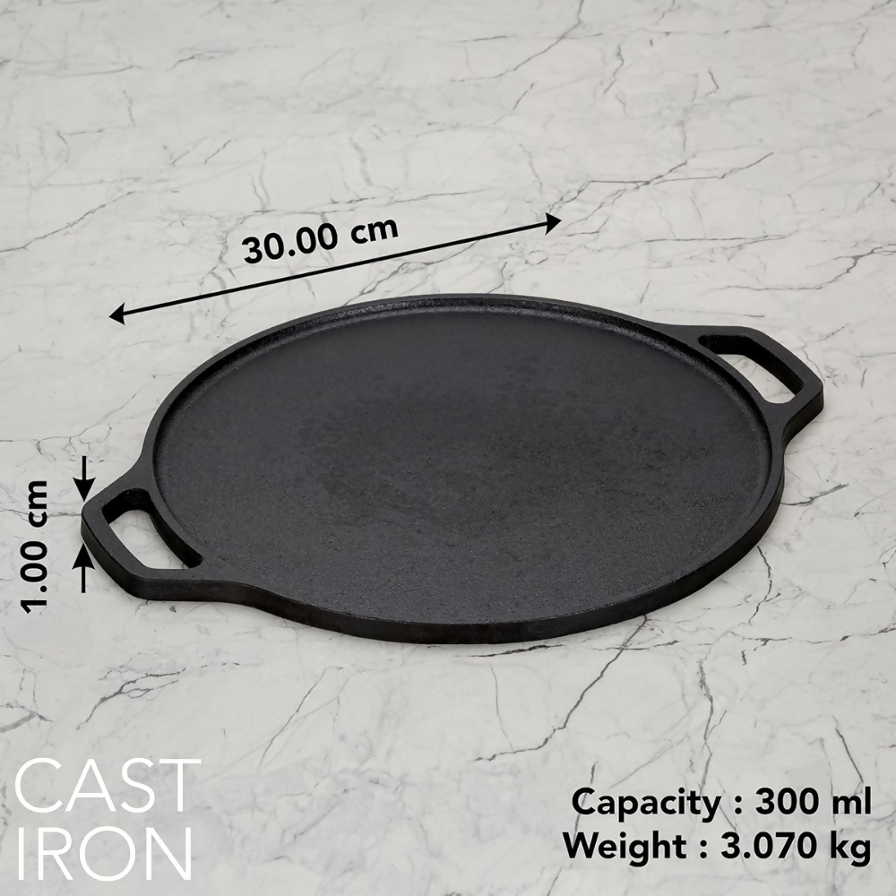 Sumeet Pre Seasoned Heavy Weight Cast Iron Flat, Induction Friendly Dosa Tawa - Black | Grocsy