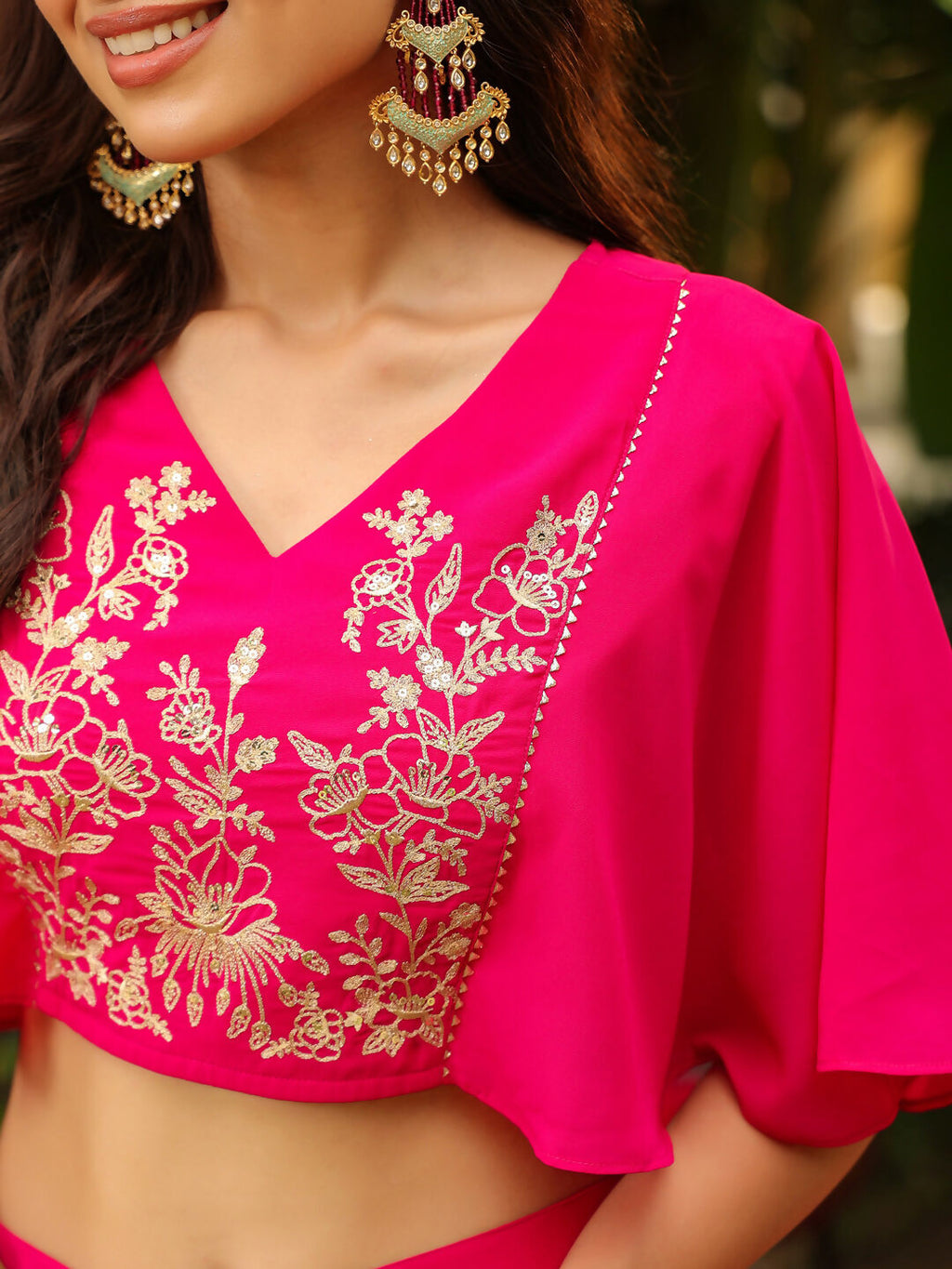 Janasya Pink Georgette Yoke Embroidery Co-Ords | Grocsy