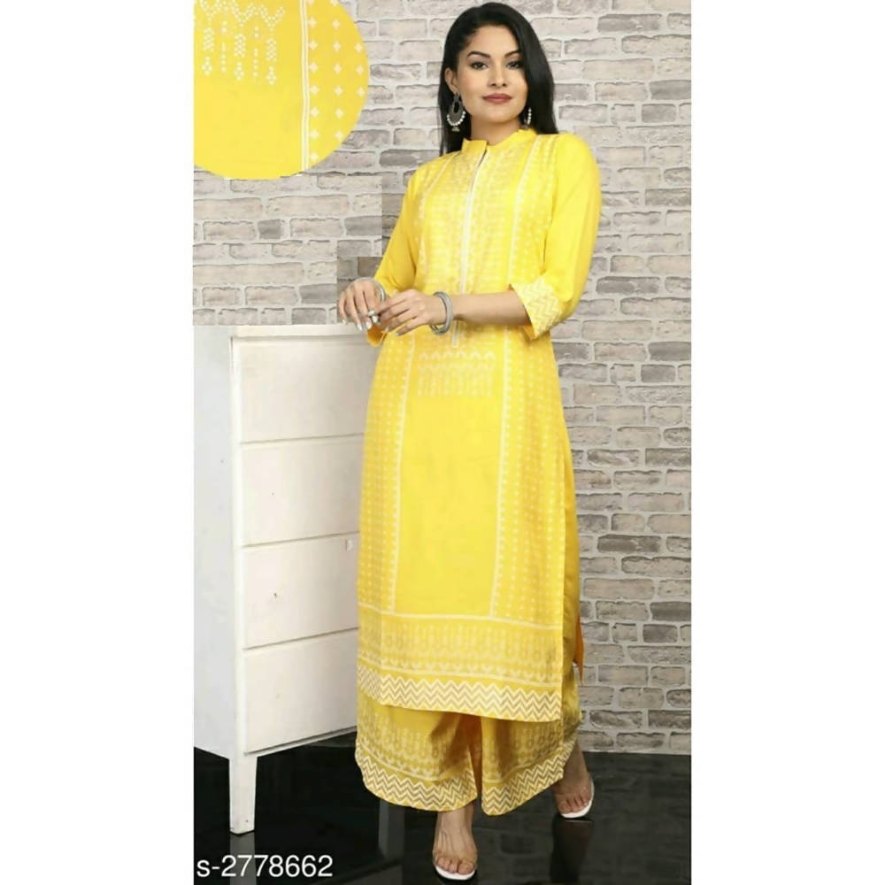 Vamika Yellow Embroidery Rayon Party And Casual Wear Kurta Set | Grocsy