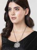 NVR Women's Elegant Silver Oxidised Brass Necklace | Grocsy