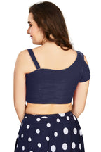 Aastha Fashion Women's Women's Navy Blue Velvet Solid Readymade Blouse | Grocsy