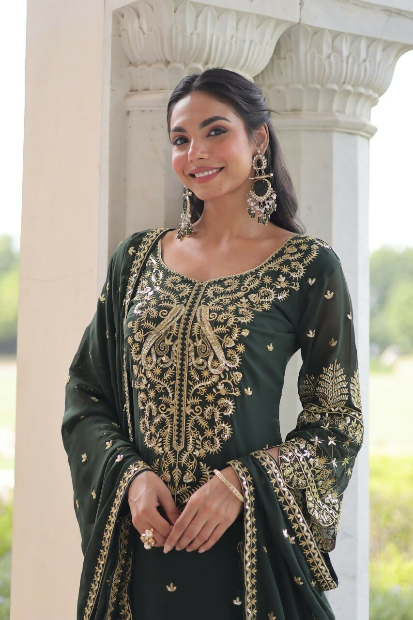 Teeya Creation Womens New Trendy Faux Blooming With Embroidered Work Kurta Set | Grocsy