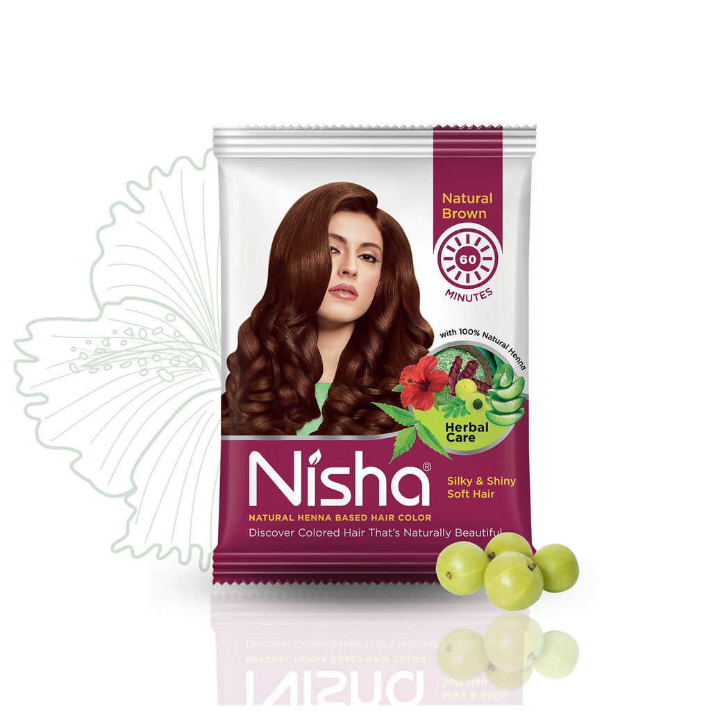 Nisha Henna Based Hair Colour For Women & Men Natural Brown | Grocsy