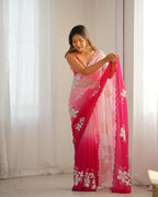 Pink Georgette Pedding Color, Embroidery Work Party Wear Saree - Erisha | Grocsy