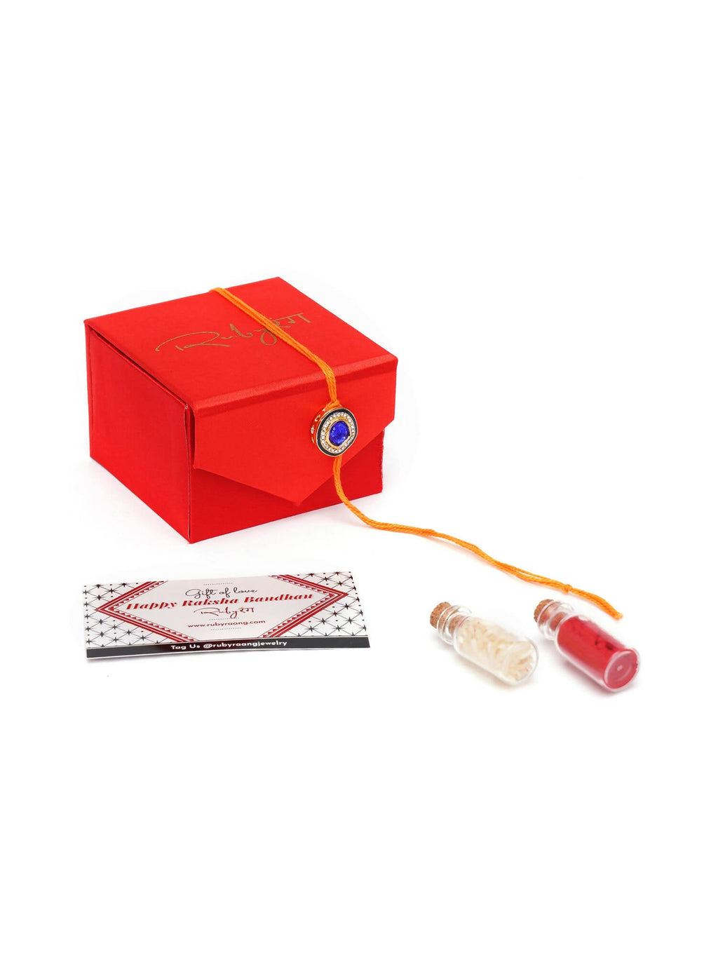 Designer kundan Rakhi - Ruby Raang | Grocsy