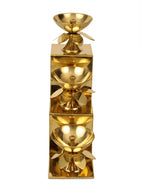 Spillbox Gold-Tone Brass 3 Step Diya | Grocsy