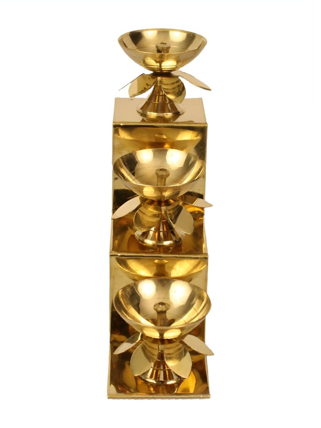 Spillbox Gold-Tone Brass 3 Step Diya | Grocsy