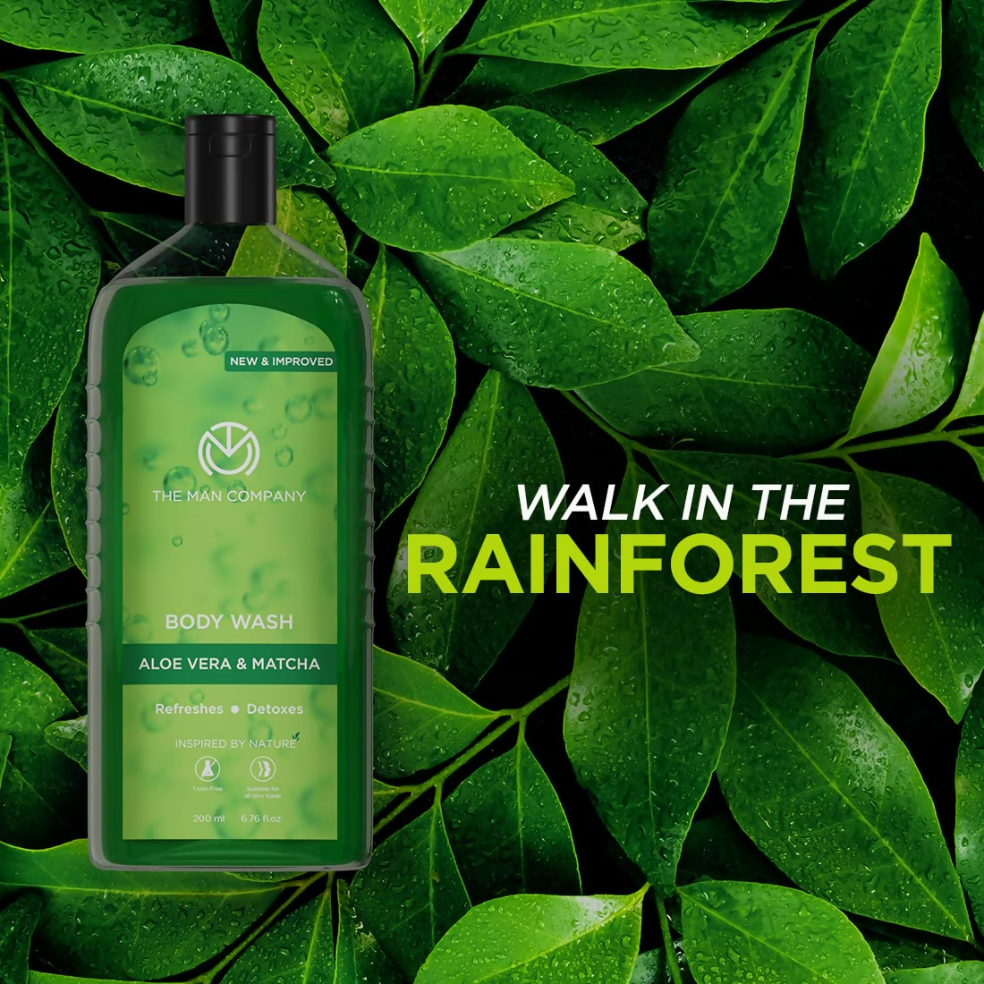 The Man Company Aloe Vera & Matcha Body Wash For Glowing & Smooth Skin Enriched With Green Tea & Moringa Leaf Extract | Grocsy