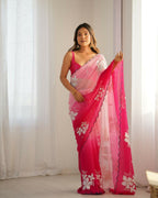 Pink Georgette Pedding Color, Embroidery Work Party Wear Saree - Erisha | Grocsy