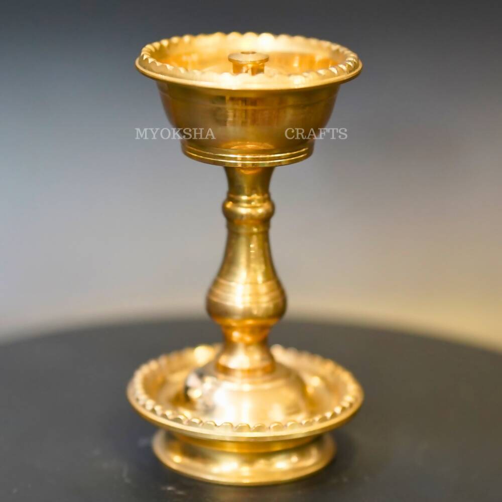 Brass Bowl Diya with Designed Stand | Grocsy