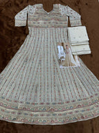 Anaita Cream Real Georgette Readymade Anarkali Gown with Embroidery & Sequence Work | Grocsy