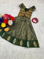 Teeya Creation New Trendy Girls Sage Green Silk Traditional Lehenga Choli Set-Green | Grocsy