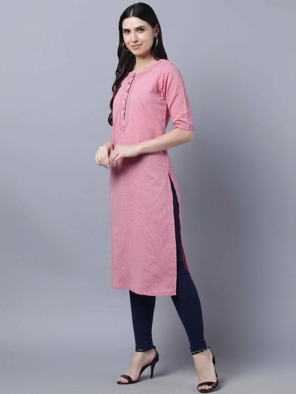 Myshka Women Pink Solid Straight Kurta | Grocsy