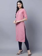 Myshka Women Pink Solid Straight Kurta | Grocsy