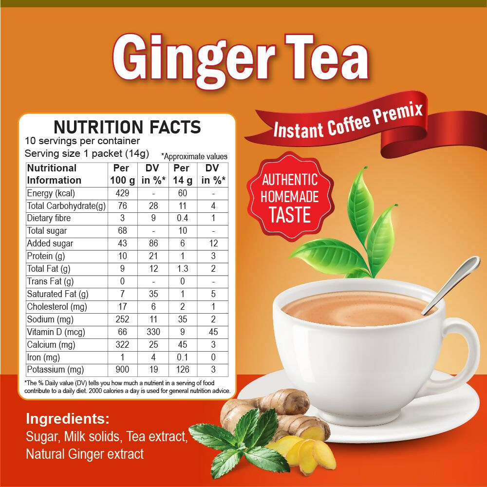 Naivedyam Ginger Instant Tea Premix Powder Sachets | Grocsy
