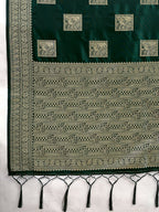 Shree Shyam Fashion Dark Green Silk Blend Saree | Grocsy