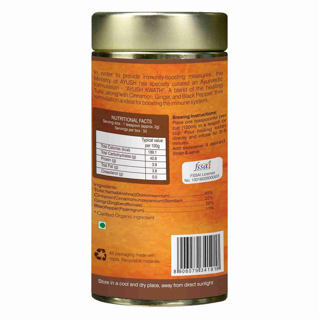 Organic Wellness Ayush Kwath Leaf Tea Tin Pack | Grocsy