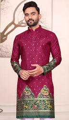 Anaita Purple Dola Silk Straight Kurta With Foil Work | Grocsy