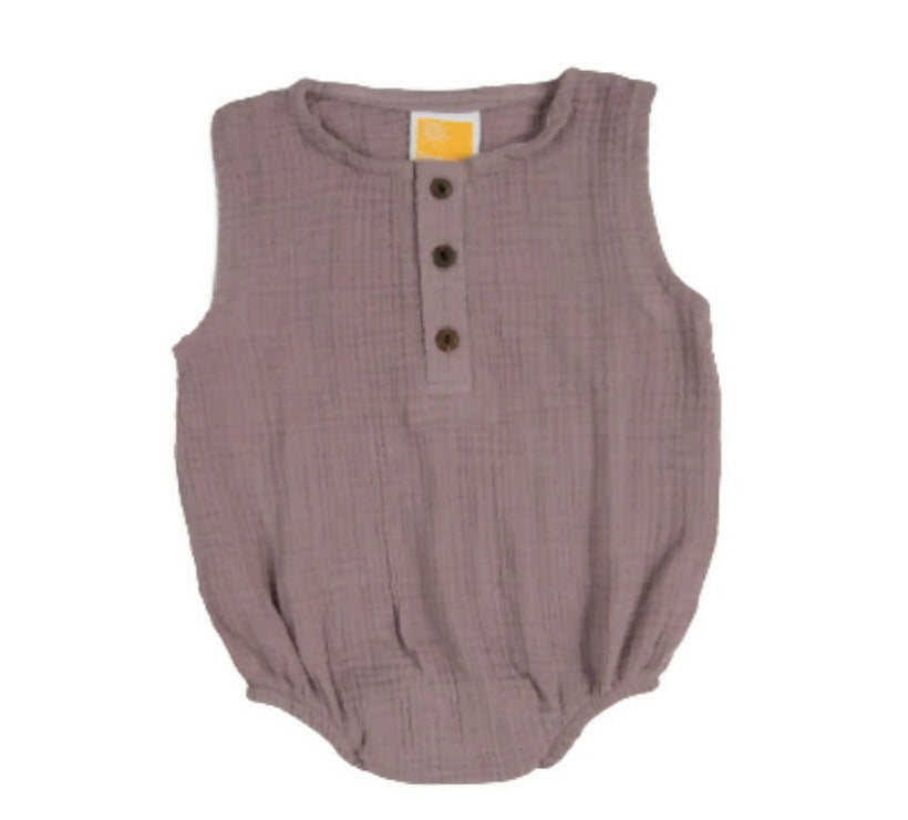 Sunshine Baby Cute Organic Muslin Cotton Sleeveless Rompers For Babies - Purple | Grocsy