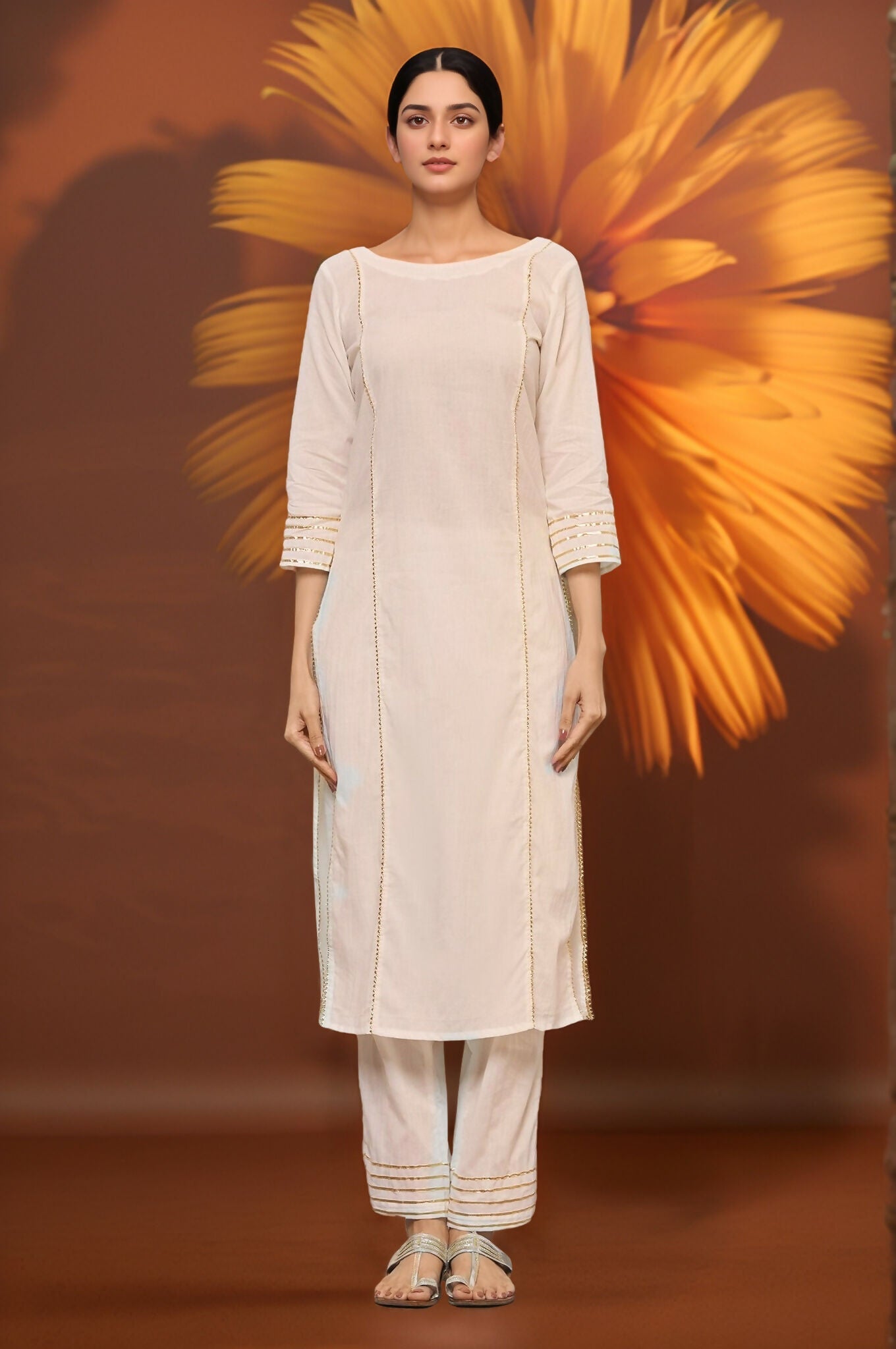 Joban Fashion Off White Princess Cut Kurti With Matching Pant | Grocsy