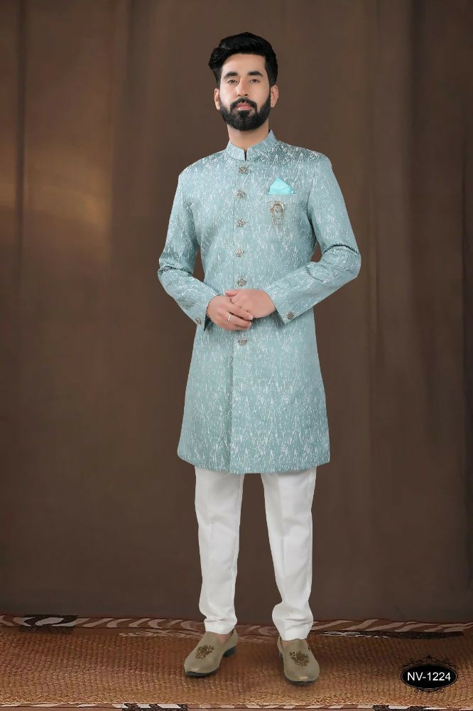 Joban Fashion Men's Green Woven Jacquard Kurta with Pyjama | Grocsy