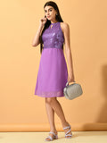 Myshka Women's Lavender Empire Party Dress | Grocsy