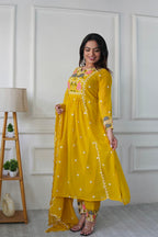 Prazu Fashion Yellow Georgette Embroidered Salwar Suit | Grocsy
