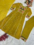 Prazu Fashion Yellow Georgette Embroidered Salwar Suit | Grocsy