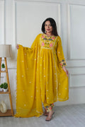 Prazu Fashion Yellow Georgette Embroidered Salwar Suit | Grocsy
