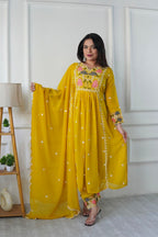 Prazu Fashion Yellow Georgette Embroidered Salwar Suit | Grocsy