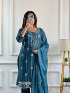 Prazu Fashion Rama Georgette Embroidered Salwar Suit | Grocsy